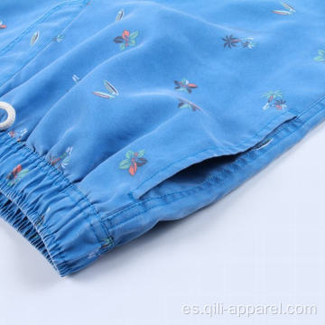 Traje de baño streetwear azul con cintura elástica
